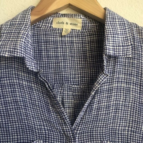 Cloth & Stone Popover Shirt Blue White Pockets XS - Picture 4 of 8